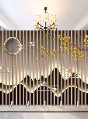 中式隔断办屏风公28351室入户餐新厅酒店移简约折叠动遮挡屏风隔