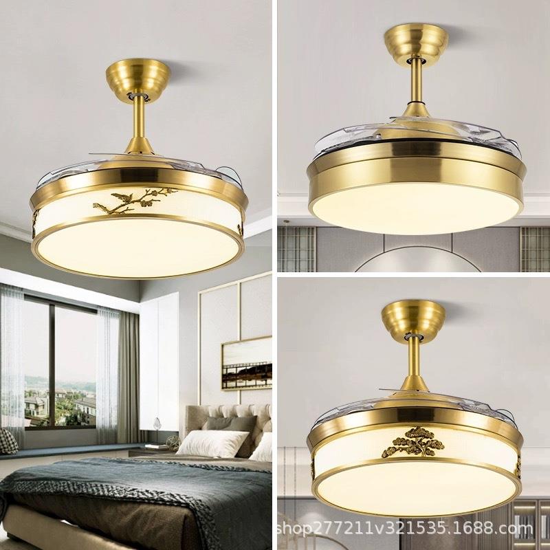 灯新款全铜风扇灯厅客厅灯家用卧室电扇餐隐形扇简约扇全铜灯吊灯