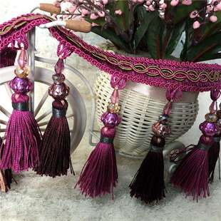 帘配件饰装花边三色飞碟苏流吊球花边款新三色窗帘辅料工厂直销