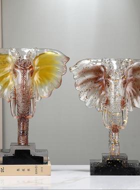 品大象摆件物式客厅玄ZH-308X关动头装饰复古墙壁装饰大象头欧墙