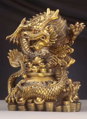 杨铜铜龙记摆件聚宝盆龙0117铜龙工艺品家居办公室聚宝盆盘龙