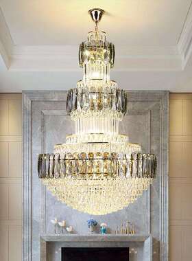 式91529楼大吊灯别墅酒厅水客晶灯简约现复代楼中楼中空店工程豪