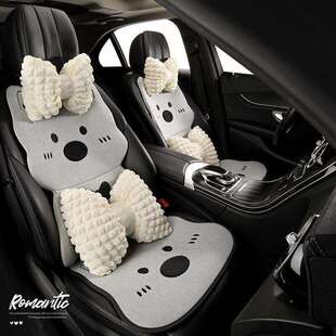 汽车坐垫四通62用亚麻女2可025新爱小狗后排单片座椅套夏季款季凉