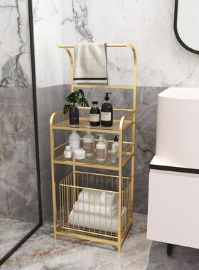 卫生毛间置物落55982地式轻奢洗手架间免打孔挂巾入架户铁艺浴室