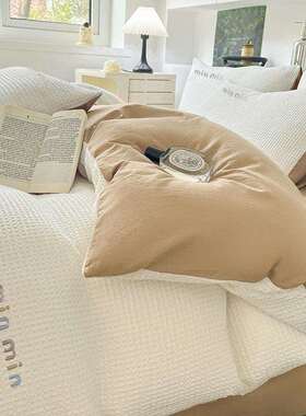 华格全棉15093四件套纯a类棉被套南通水洗棉三床上夫件套纯色床单