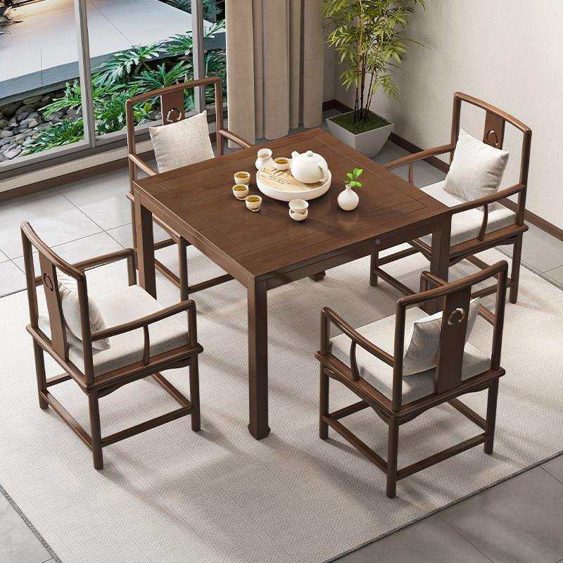 中式实木八椅仙桌四方桌茶馆牌茶桌68506908新棋桌打牌原木正方形