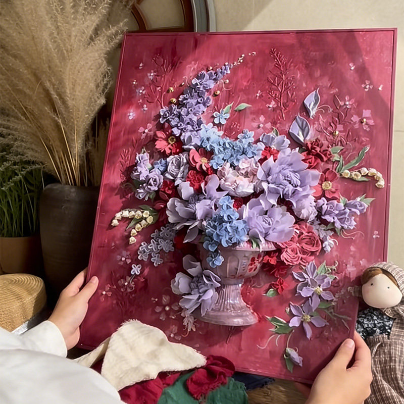 绯红漫花紫色玫瑰艺术客厅装饰画植物田园咖啡店卧室餐厅挂画摆件