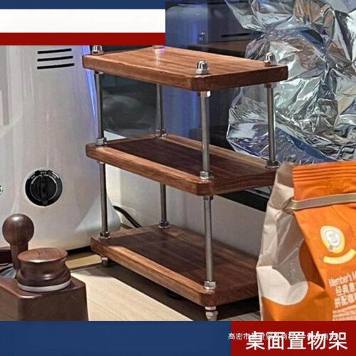 置物架中古风架子厨房架子公桌隔层架工位桌面收纳小书架茶杯架