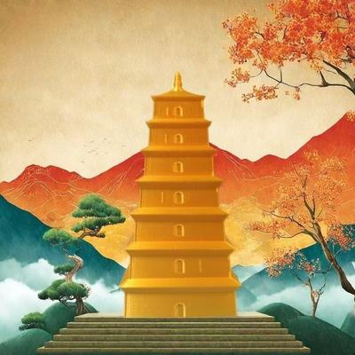 3D新款旋转萝卜大雁塔可折叠