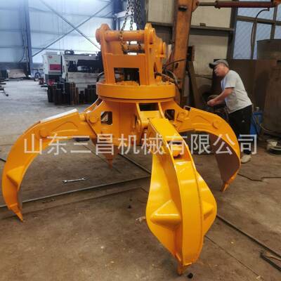 钩机梅花抓钢机锰钢材质挖机5瓣抓车间仓库运料可定制三昌厂家