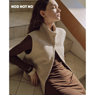 宽松立领马甲背心外套设计感叠穿上衣 NO羊毛混纺花呢无袖 NOD NOT