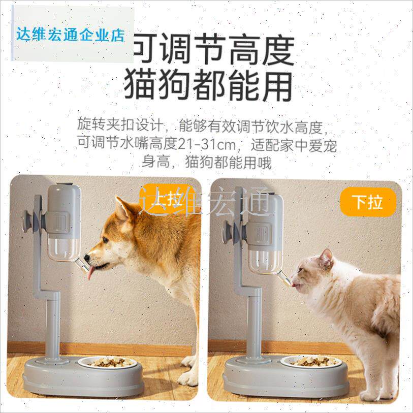 物饮水喂食器一体机猫咪自动饮水机狗陶瓷双层R滚珠猫碗挂笼狗碗.