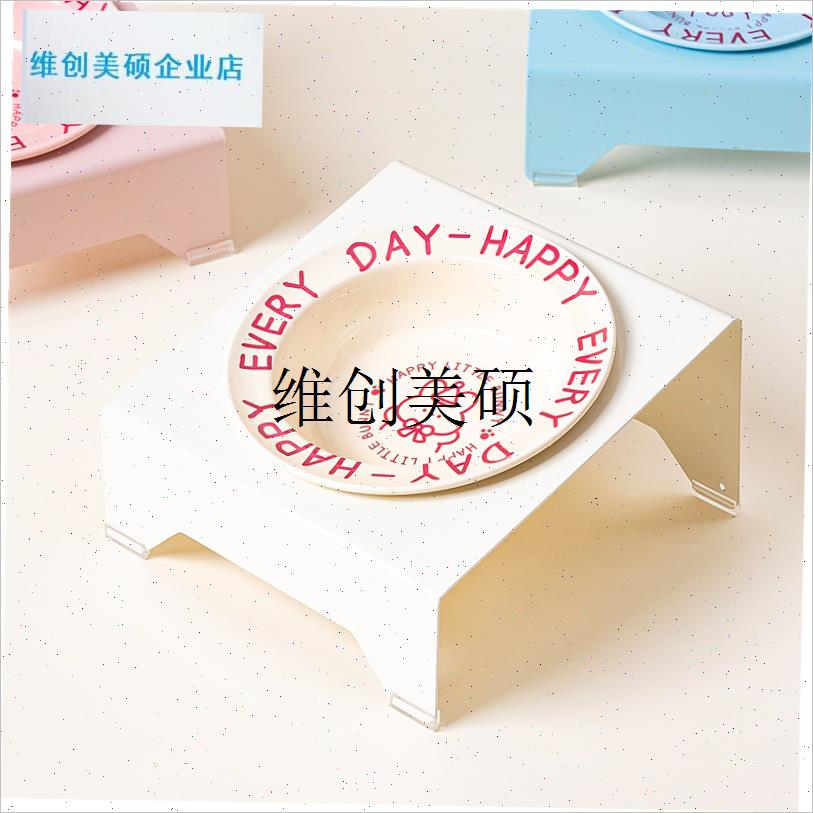 l猫咪宠物碗护颈h猫碗架加高狗狗飞碟碗陶瓷猫餐盘高颜值猫咪饭水