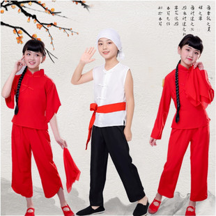 儿童农村平民百姓乡村演出服游击队王小二村姑车夫八路陕北农民服