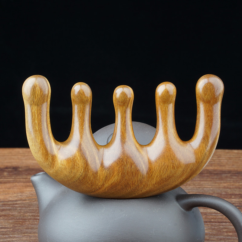 泾县绿檀檀香木按摩梳子免漆木梳 头部 头皮经络按摩梳大