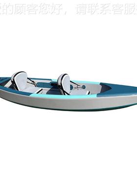 双人划艇充气船可折锋叠木皮舟加KLE-005厚耐磨橡独皮艇户外冲舟