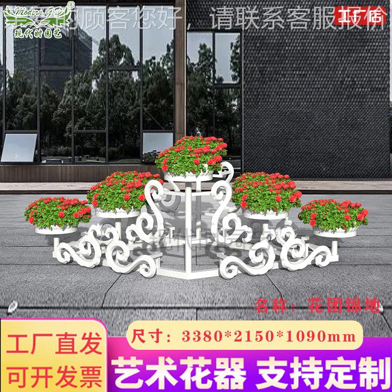 厂家直销大型艺术景观花坛户外花卉种植箱落地式组合白色华盆花架