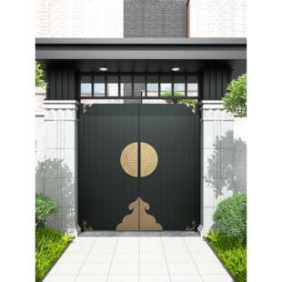铸铝新中式铝合金庭院大门铝雕别墅农村自建房院子单双开门楼铁艺