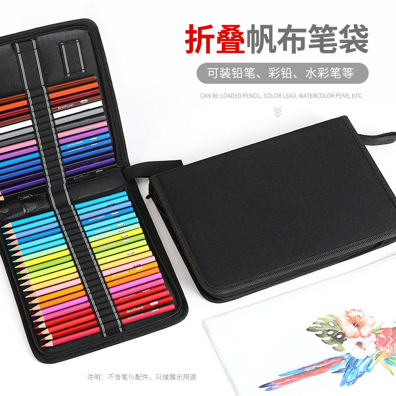 72孔折叠笔帘彩色铅笔包拉链笔盒秘密花园素描彩铅绘画文具收纳包图片