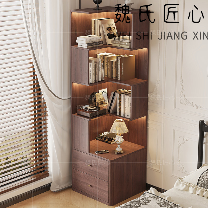 中古风实木床头柜卧室家用床边柜法式复古多层置物柜储物柜收纳柜,住宅家具,床头柜,淘宝优惠券,粉丝福利购,淘宝优惠卷