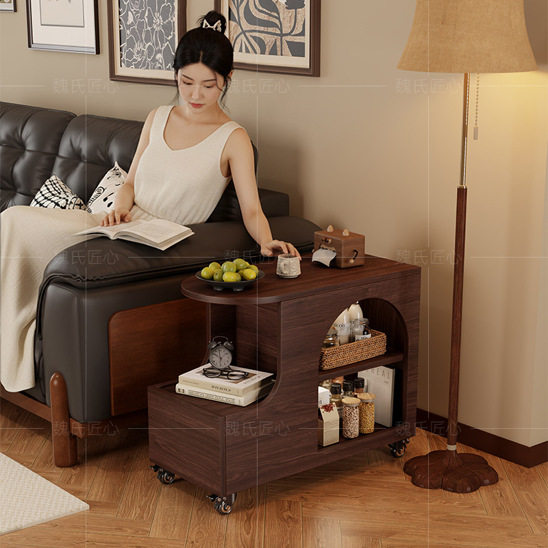 中古风可移动边几柜沙发边柜小户型推车客厅小茶几储物多功能边桌,住宅家具,角几/边几,淘宝优惠券,粉丝福利购,淘宝优惠卷