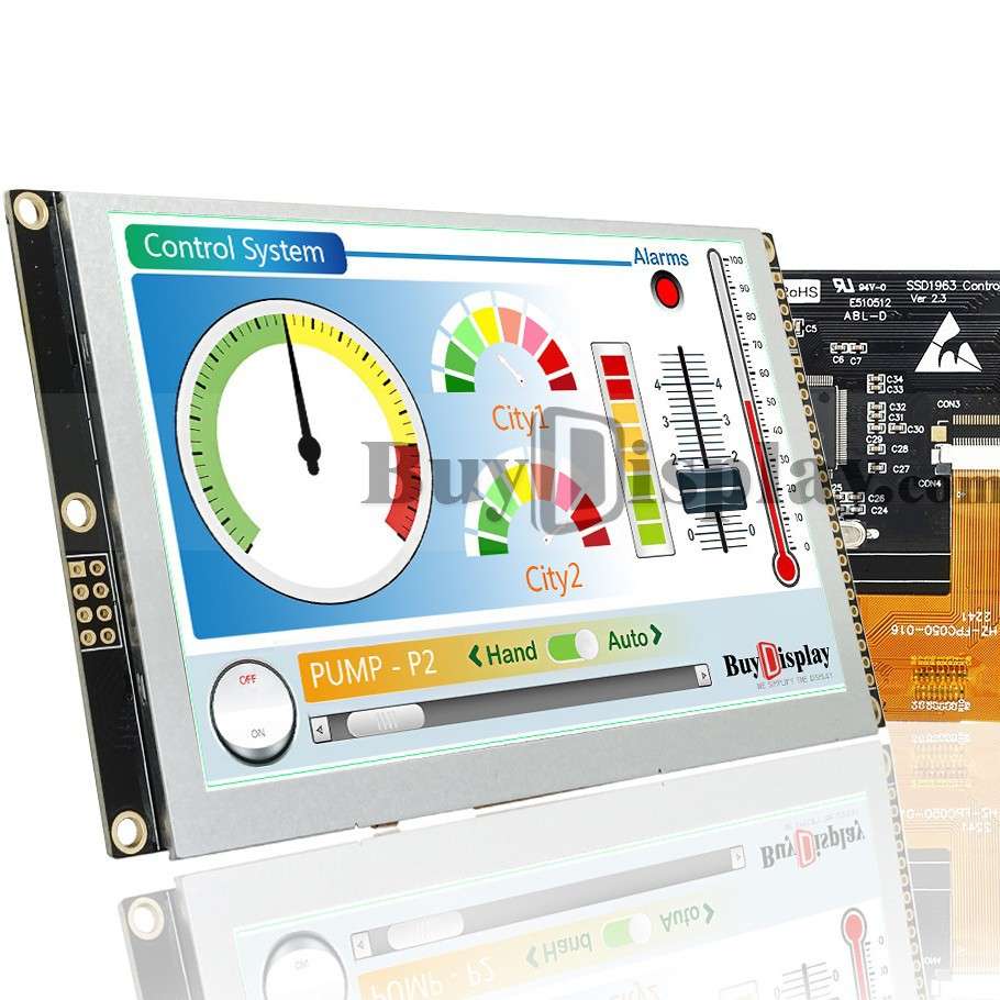 5寸IPS全视角彩色液晶显示屏配SSD1963控制板/高亮度/可配触摸屏