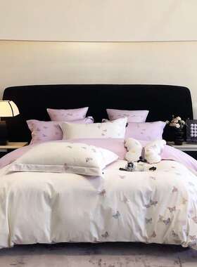 23313轻奢100支全棉刺绣棉四件套纯单斜纹人1.8米床被套四双季名