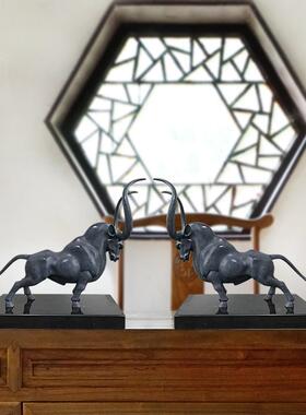 现代客厅办公室书房摆件冲牛年气铜牛摆件天家居摆台铸铜现牛牛货