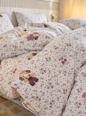 全棉加套厚磨毛被单件学生舍全棉被150x2宿00单人双罩CW985517人2