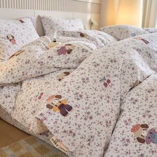 全棉加套厚磨毛被单件学生舍全棉被150x2宿00单人双罩CW985517人2