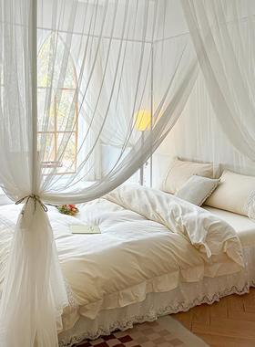 简约公主风类加落地AMZB423帐家用卧室三开门床帘蚊帐蚊密帐纱