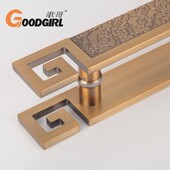 仿玻璃刻门拉手中式 雕刻铝古板把手酒店大门JH D045字LOGO把手开