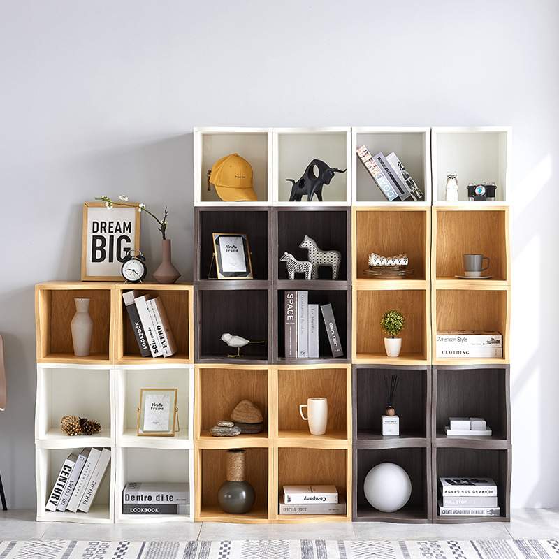 格子柜自由组合书架实木书柜矮柜飘窗落地小柜子窄柜收纳储物置物