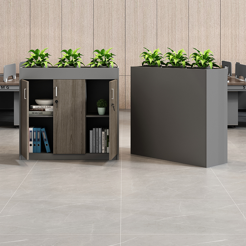 花槽柜办公室隔断矮木质储