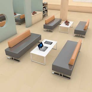 简约图书馆美发店等候区沙发酒店银行大厅休息区卡座公司办公接待