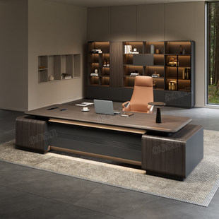 轻奢老板桌办公桌简约现代董事长总裁桌大班台经理办公室桌椅组合