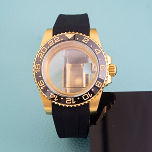 金色水鬼手表壳不锈钢壳带套装防水胶带适用NH35/NH36机芯