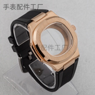 41MM鹦鹉螺表壳橡胶表带蓝宝石镜面透明底盖适用NH35/NH36/NH38