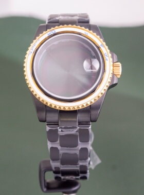 40mm水鬼壳带套装精钢蓝宝石玻璃黑色表壳三株带装NH35/NH36机芯