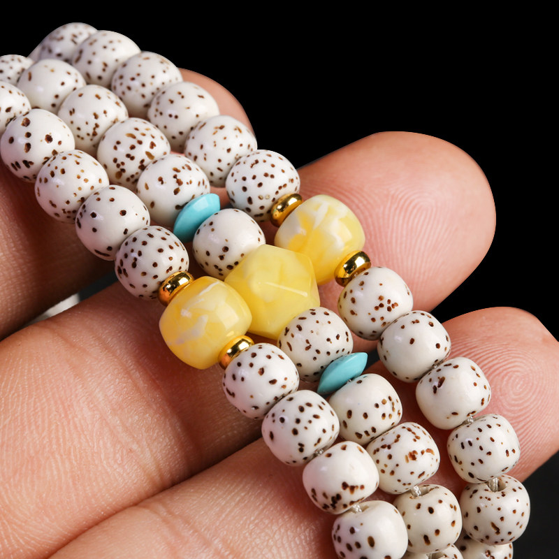 极速俄料蜜蜡琥珀直切珠老型桶珠顶腰珠金刚L星月菩提108颗手串隔