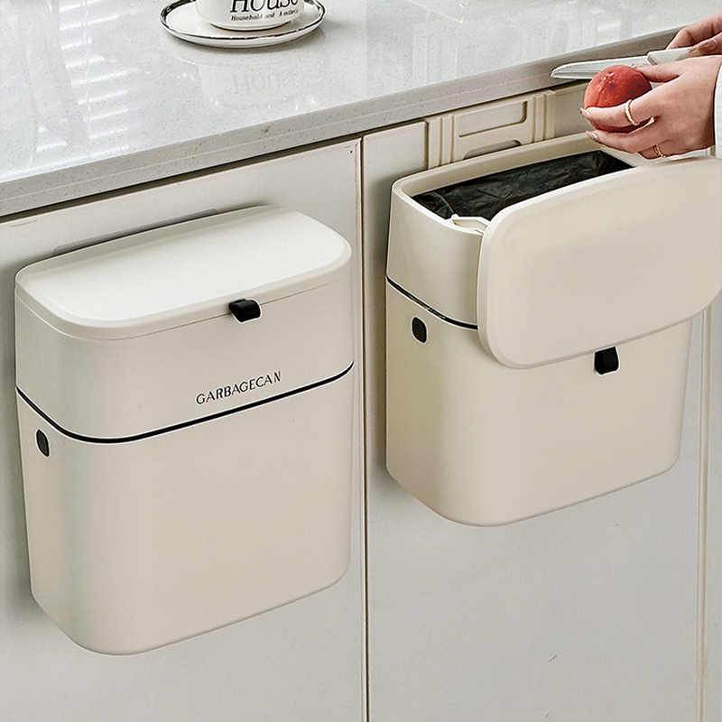 极速厨房垃圾桶壁挂带盖家用橱柜门厕H所卫生间客厅纸篓挂式收纳