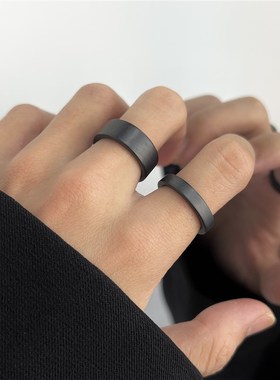 极速磨砂陶瓷黑色戒n指男潮牌极简个性雾面百搭食指戒环不掉色嘻