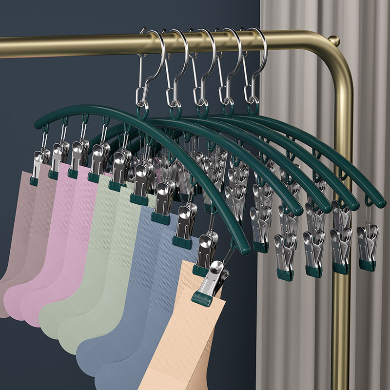 极速晒袜子神器家用挂衣多夹子晾衣E架无痕防风阳台凉内衣内裤婴