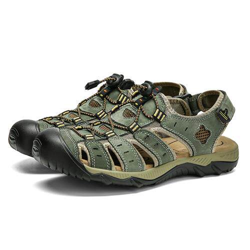 极速Fashion Men Platform SandaAls Genuine Leather Cowhide Be