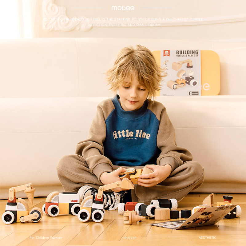 mobee积木小车3岁宝宝玩具益智儿童汽车礼品男宝女宝拼搭儿童礼物,玩具/童车/益智/积木/模型,木质积木,淘宝优惠券,粉丝福利购,淘宝优惠卷