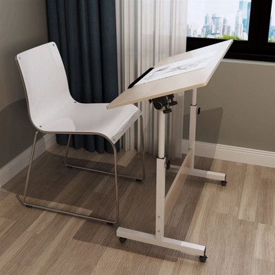 可移动升降桌腿笔记本电脑桌移动桌子带轮儿童折叠书桌手动升降桌