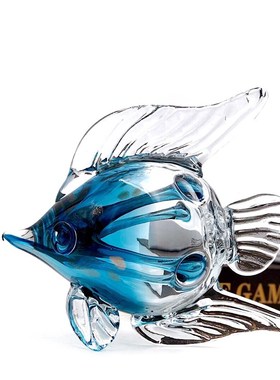 玻璃鱼家居摆件创意客厅装饰品酒柜电视柜摆设水晶工艺品送礼招财