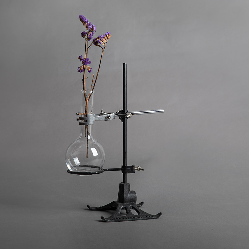 工业风铸铁金属实验室花架烧瓶型花器玻璃花瓶摆件装饰手冲咖啡架