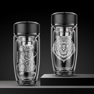 雷德夫双层玻璃杯【动物主题】时尚大容量泡茶杯水杯高档商务礼品