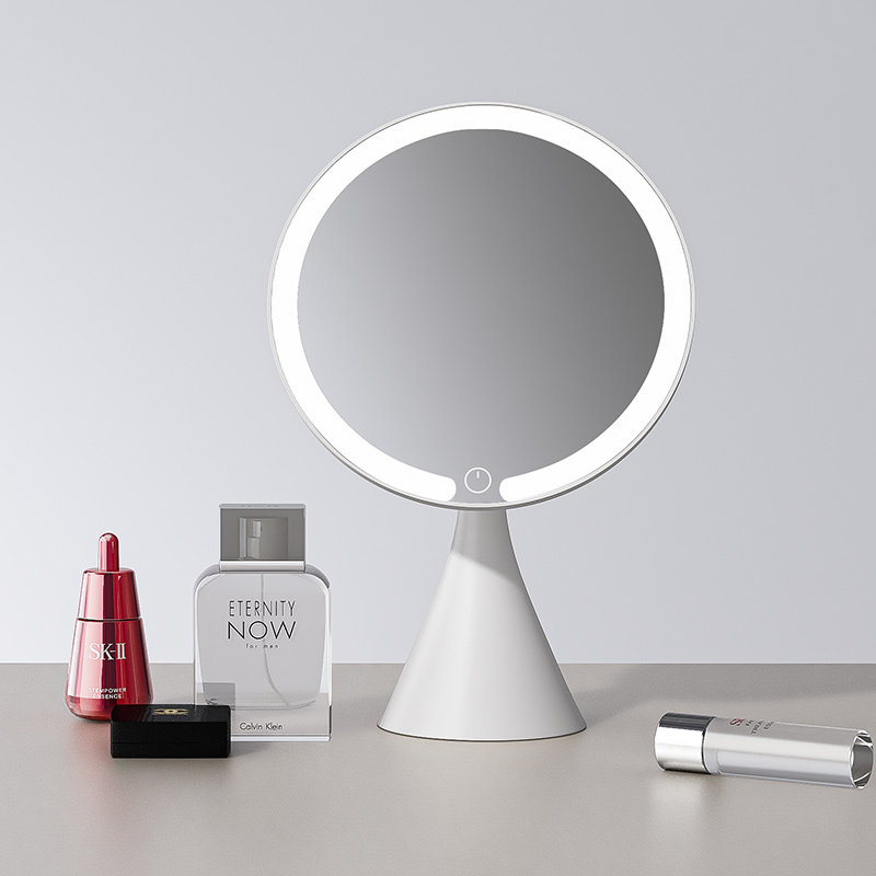 2024新款轻奢led化妆镜带灯ins风台式桌面梳妆镜补光宿舍便携镜子